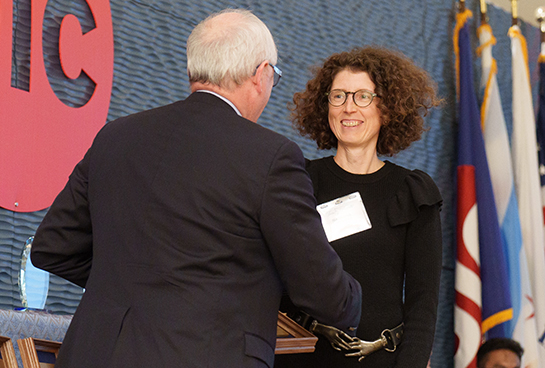 Natasha Devroye receiving her University Scholars award at the Faculty Awards Ceremony