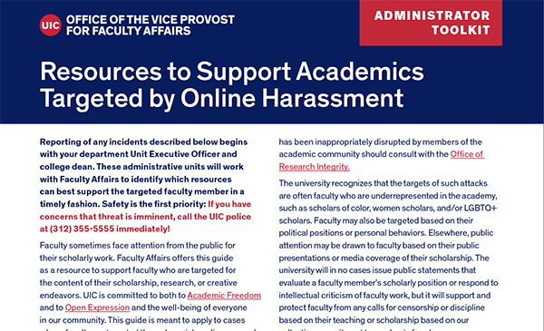Resources to Support Academics Targeted by Online Harassment